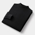 Men's Mock Neck Jumper With Short Ribbed Collar - Black