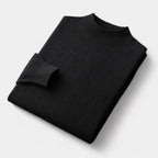 Men's Mock Neck Jumper With Short Ribbed Collar - Black