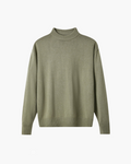 Men's Mock-Neck Jumper With Wide Ribbed Cuff Bands - Green