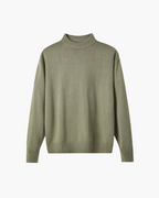 Men's Mock-Neck Jumper With Wide Ribbed Cuff Bands - Green