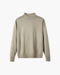 Men's Mock-Neck Jumper With Wide Ribbed Cuff Bands - Beige