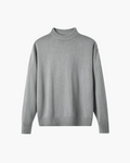 Men's Mock-Neck Jumper With Wide Ribbed Cuff Bands - Grey