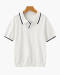 Men's Open-Neck Polo Shirt With Contrast Collar Edges - White