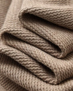 Men's Open-Neck Textured Jumper With Folded Collar - Brown