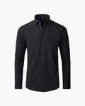 Men's Plain Button-Front Shirt With Shaped Lower Hem - Black