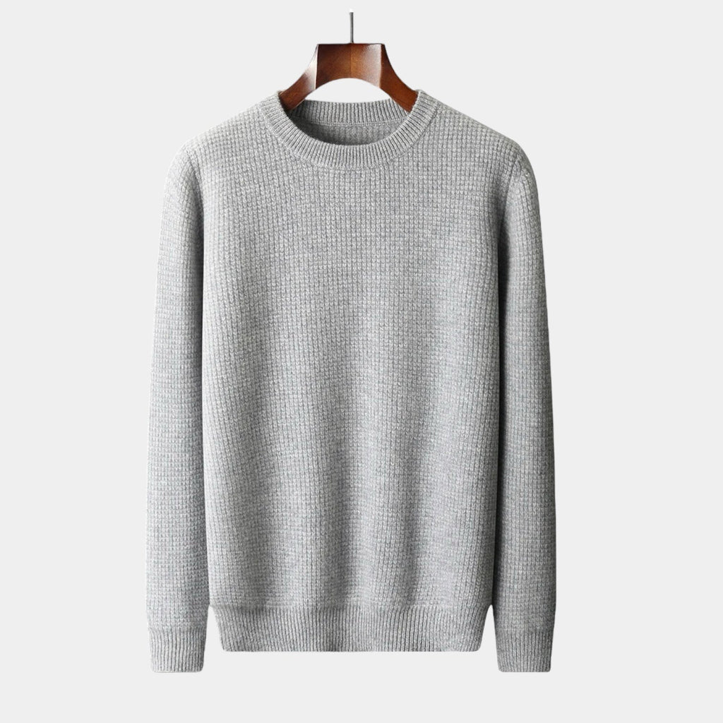 Men's Plain Crew Neck Jumper With Smooth Knit Surface - Grey
