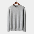 Men's Plain Crew Neck Jumper With Smooth Knit Surface - Grey