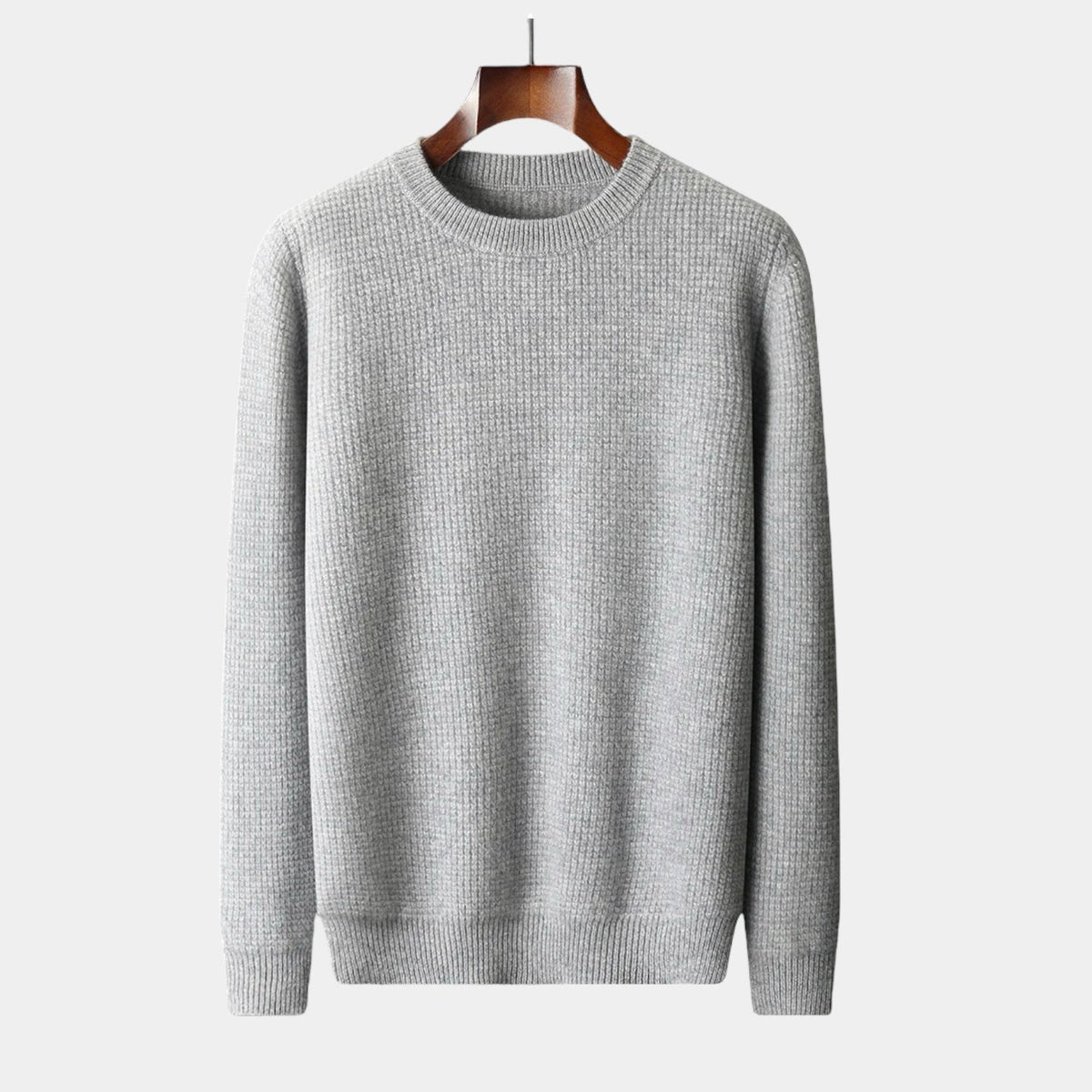 Men's Plain Crew Neck Jumper With Smooth Knit Surface - Grey