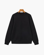 Men's Plain Crew-Neck Sweatshirt With Banded Hem - Black
