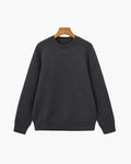 Men's Plain Crew-Neck Sweatshirt With Banded Hem - Grey