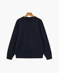 Men's Plain Crew-Neck Sweatshirt With Banded Hem - Blue