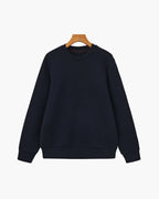 Men's Plain Crew-Neck Sweatshirt With Banded Hem - Blue