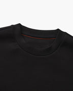 Men's Plain Crew-Neck Sweatshirt With Banded Hem - Black