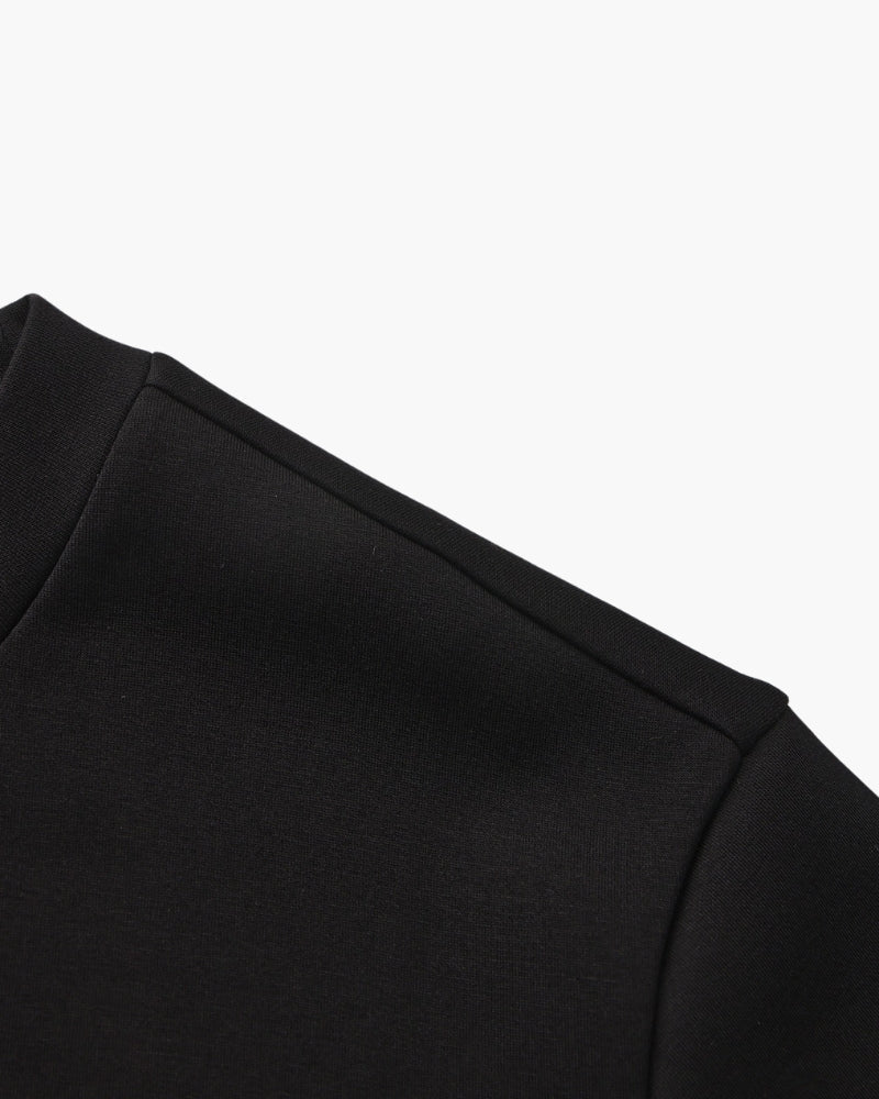 Men's Plain Crew-Neck Sweatshirt With Banded Hem - Black