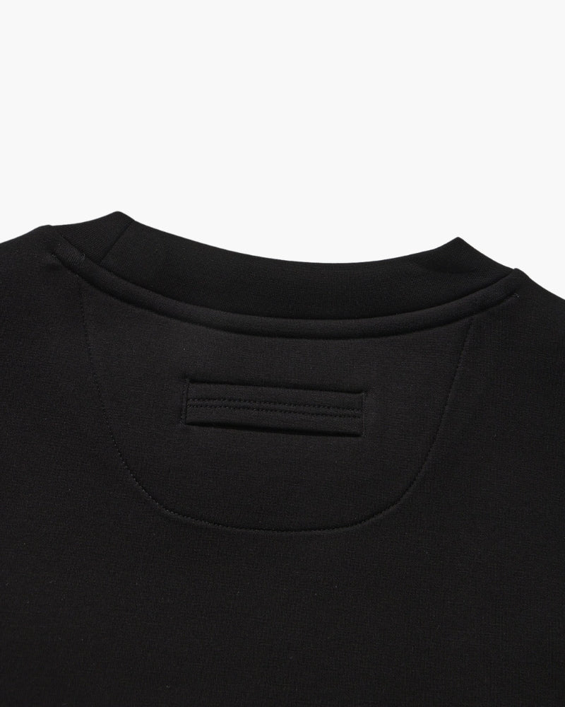 Men's Plain Crew-Neck Sweatshirt With Banded Hem - Black