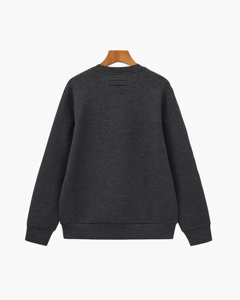 Men's Plain Crew-Neck Sweatshirt With Banded Hem - Grey