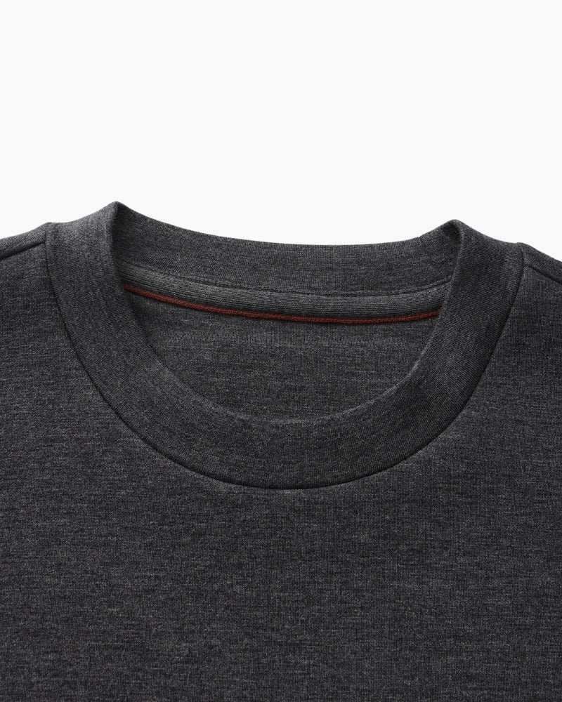 Men's Plain Crew-Neck Sweatshirt With Banded Hem - Grey