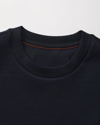 Men's Plain Crew-Neck Sweatshirt With Banded Hem - Blue