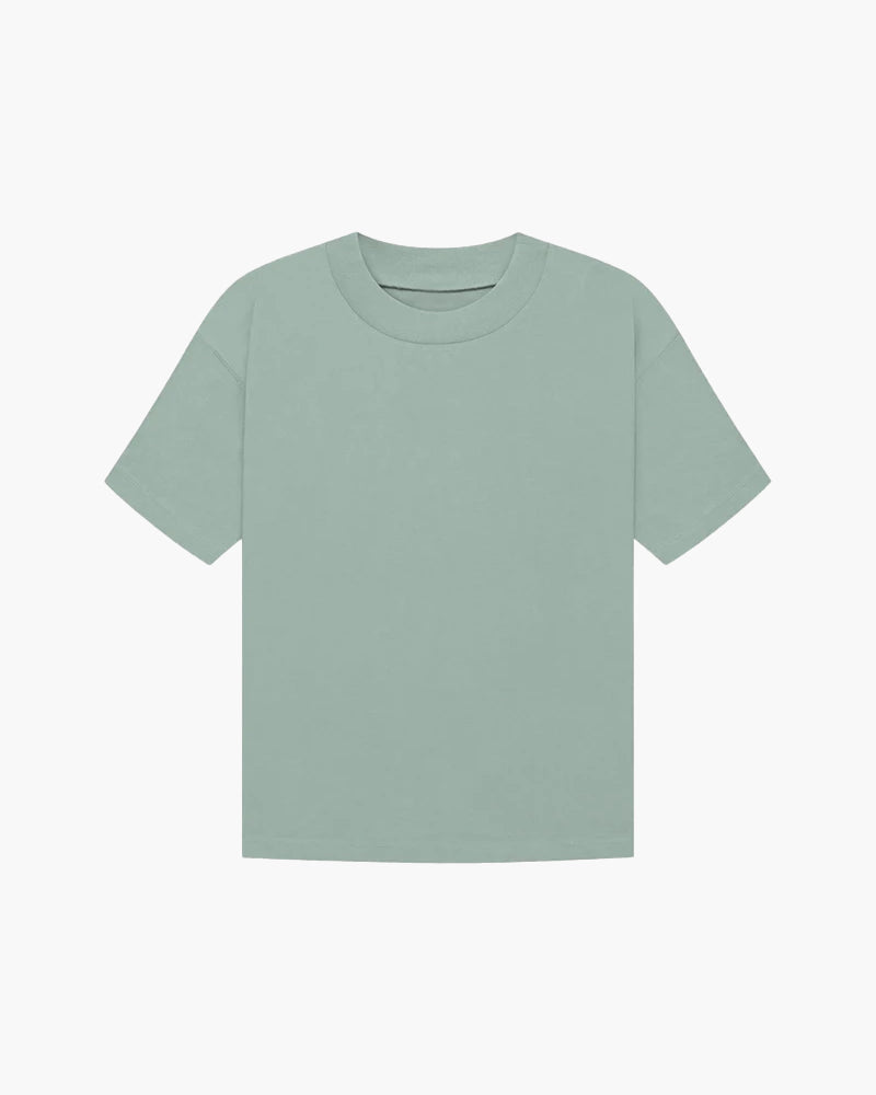 Men's Plain Crew-Neck T-Shirt With Straight Short Sleeves - Green