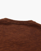 Men's Plain Crew-Neck Top With Fine Ribbed Neckline - Brown