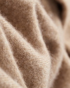 Men's Plain Drawstring Hoodie With Ribbed Cuffs - Beige