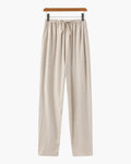 Men's Plain Drawstring Trousers With Gathered Waist - Beige