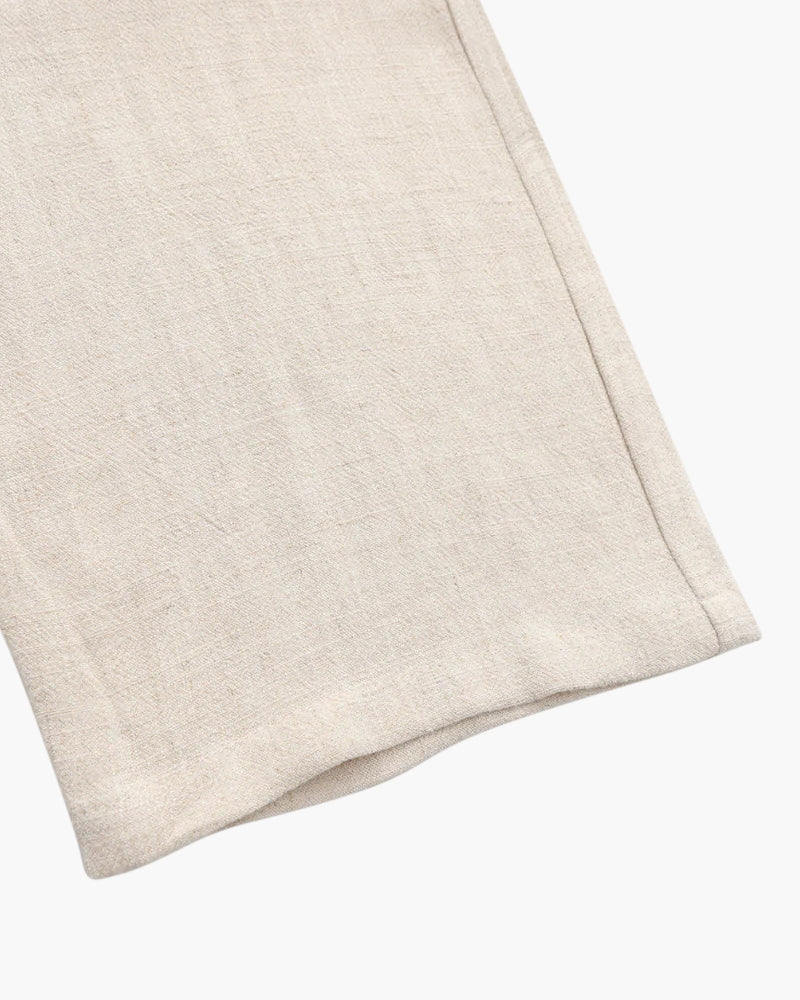 Men's Plain Drawstring Trousers With Gathered Waist - Beige