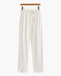 Men's Plain Drawstring Trousers With Gathered Waist - White