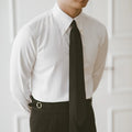 Men's Plain Dress Shirt With Point Collar And Cuffs - White