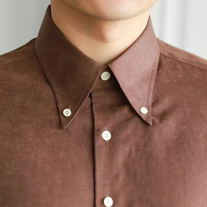 Men's Plain Dress Shirt With Point Collar And Cuffs - Colour options