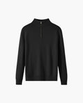 Men's Plain Half-Zip Jumper With Banded Stand Collar - Black