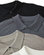 Men's Plain Long-Sleeve Polo With Three-Button Neck - Colour options