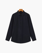 Men's Plain Long-Sleeve Shirt With Pointed Collar - Black
