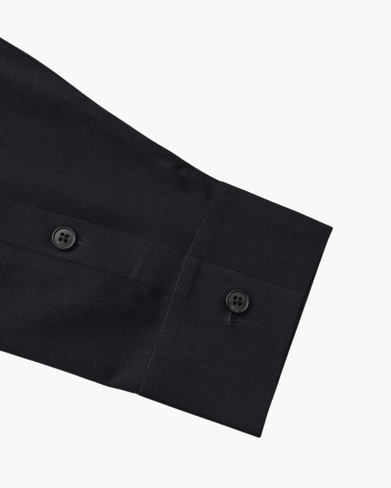 Men's Plain Long-Sleeve Shirt With Pointed Collar - Black