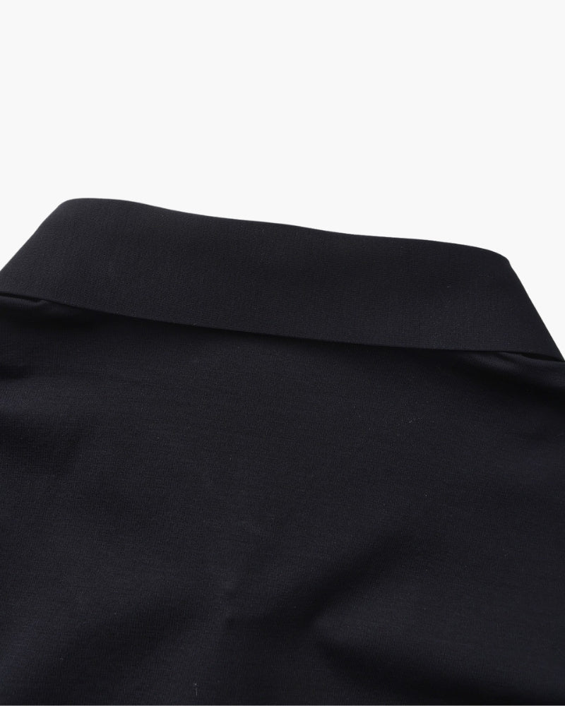 Men's Plain Long-Sleeve Shirt With Pointed Collar - Black