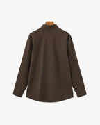 Men's Plain Long-Sleeve Shirt With Pointed Collar - Dark Brown