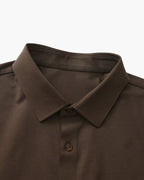 Men's Plain Long-Sleeve Shirt With Pointed Collar - Dark Brown