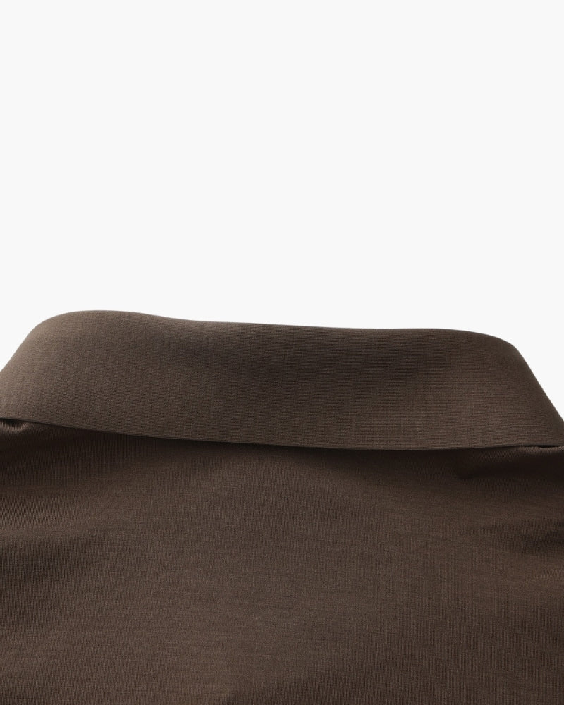 Men's Plain Long-Sleeve Shirt With Pointed Collar - Dark Brown
