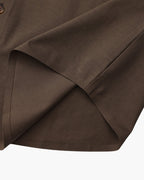 Men's Plain Long-Sleeve Shirt With Pointed Collar - Dark Brown