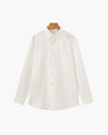 Men's Plain Long-Sleeve Shirt With Pointed Collar - White