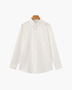 Men's Plain Long-Sleeve Shirt With Pointed Collar - White