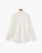 Men's Plain Long-Sleeve Shirt With Pointed Collar - White