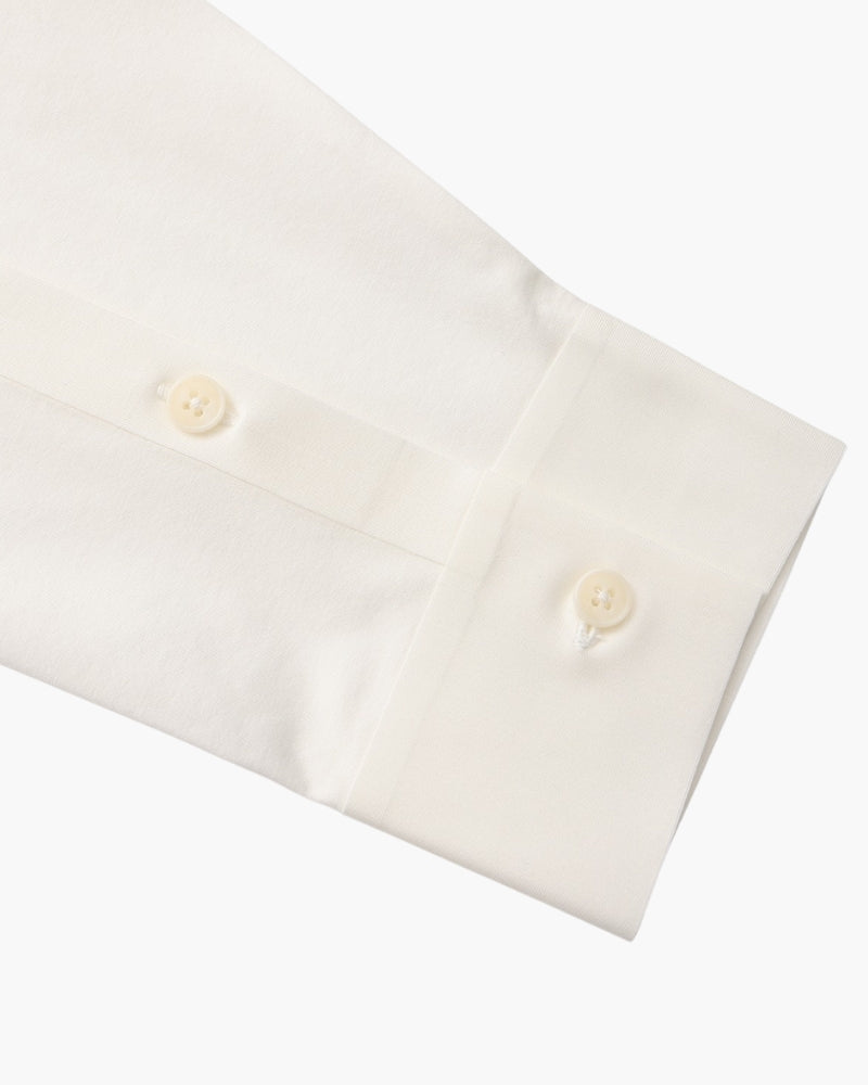 Men's Plain Long-Sleeve Shirt With Pointed Collar - White