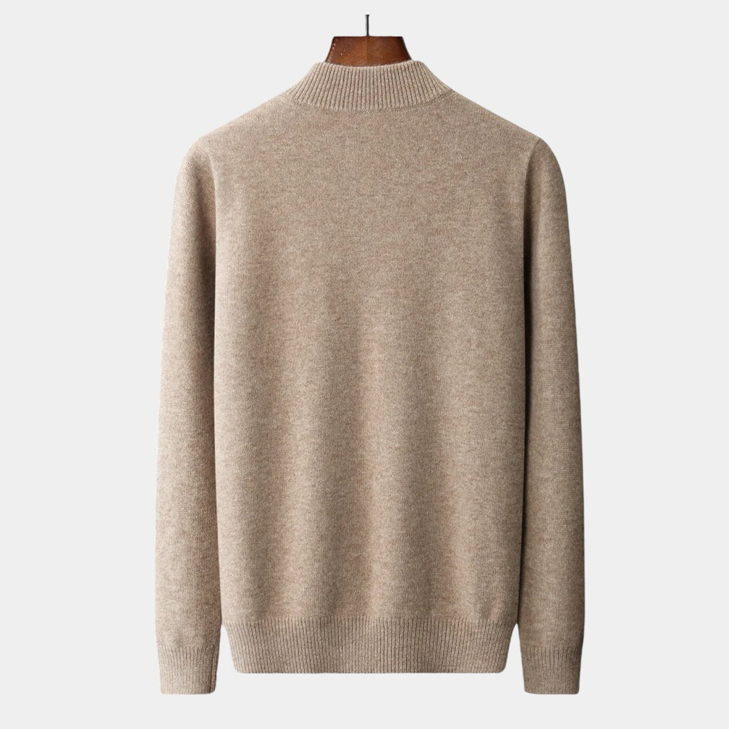 Men's Plain Quarter-Zip Jumper With Ribbed Stand Neck - Colour options