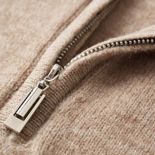Men's Plain Quarter-Zip Jumper With Ribbed Stand Neck - Colour options