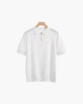 Men's Plain Short-Sleeved Polo Shirt With Zip Neck - White