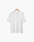 Men's Plain Short-Sleeved Polo Shirt With Zip Neck - White