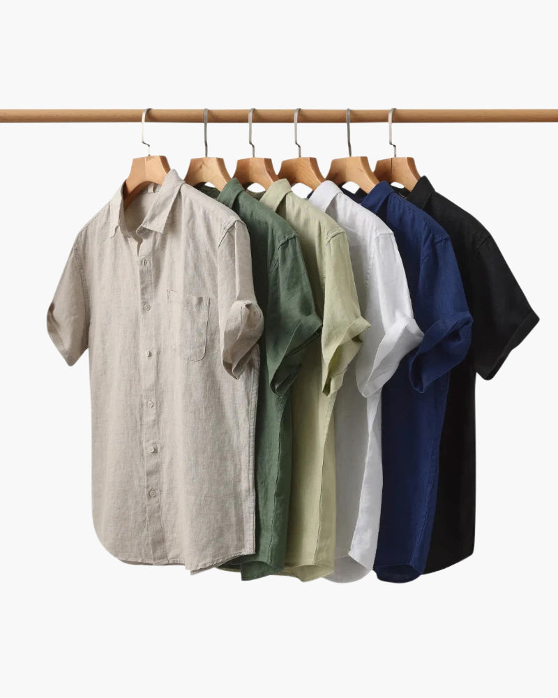 Men's Plain Short-Sleeved Shirt With Full Button Front - Colour options