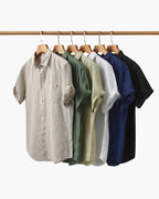 Men's Plain Short-Sleeved Shirt With Full Button Front - Colour options