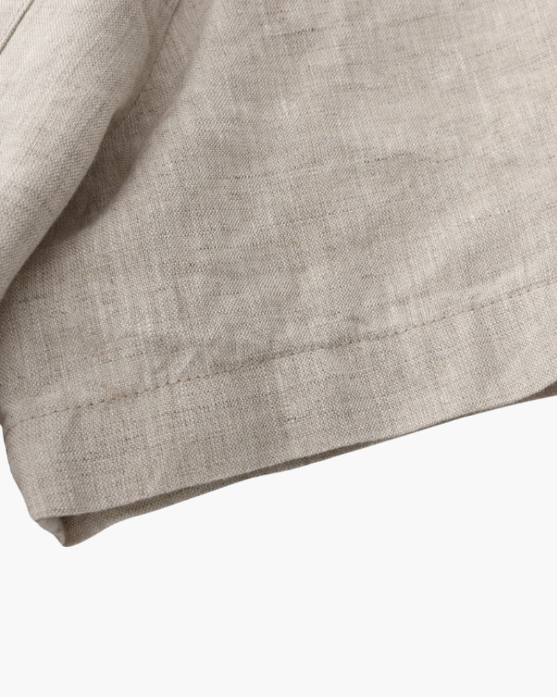 Men's Plain Short-Sleeved Shirt With Full Button Front - Beige